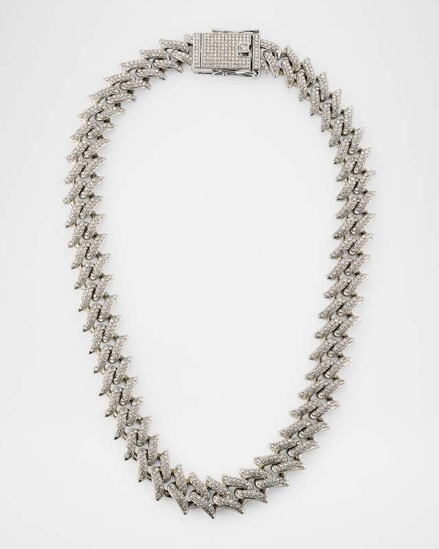 Crystal Herringbone Link Chain Necklace